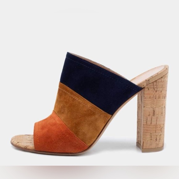 Vince Camuto 8 1/2 Women's Orange, Blue, and Brown Mules - Picture 1 of 9